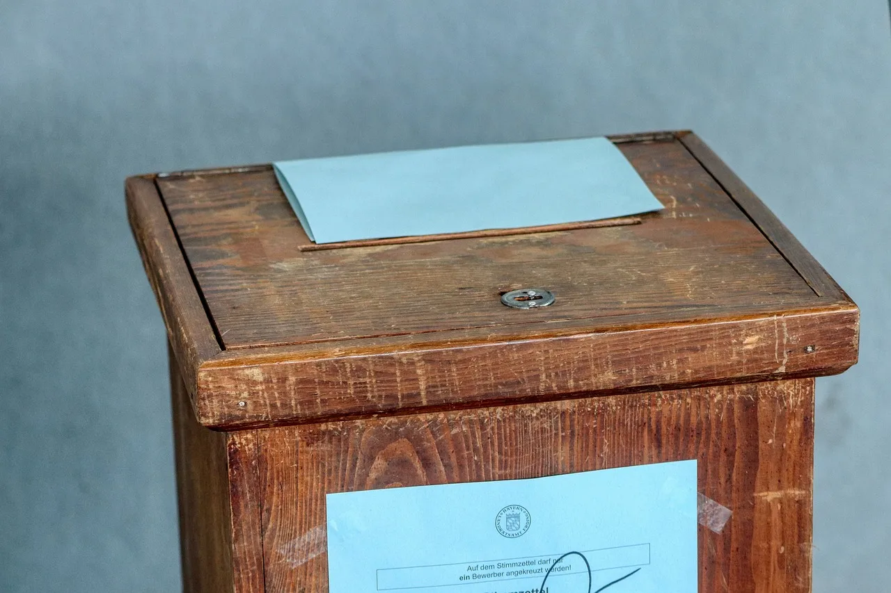 A wooden ballot box
