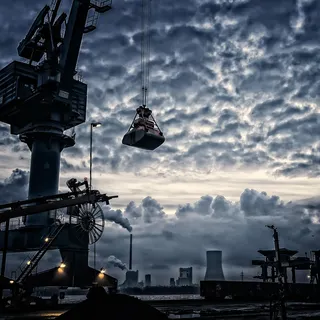 Container cranes at a port