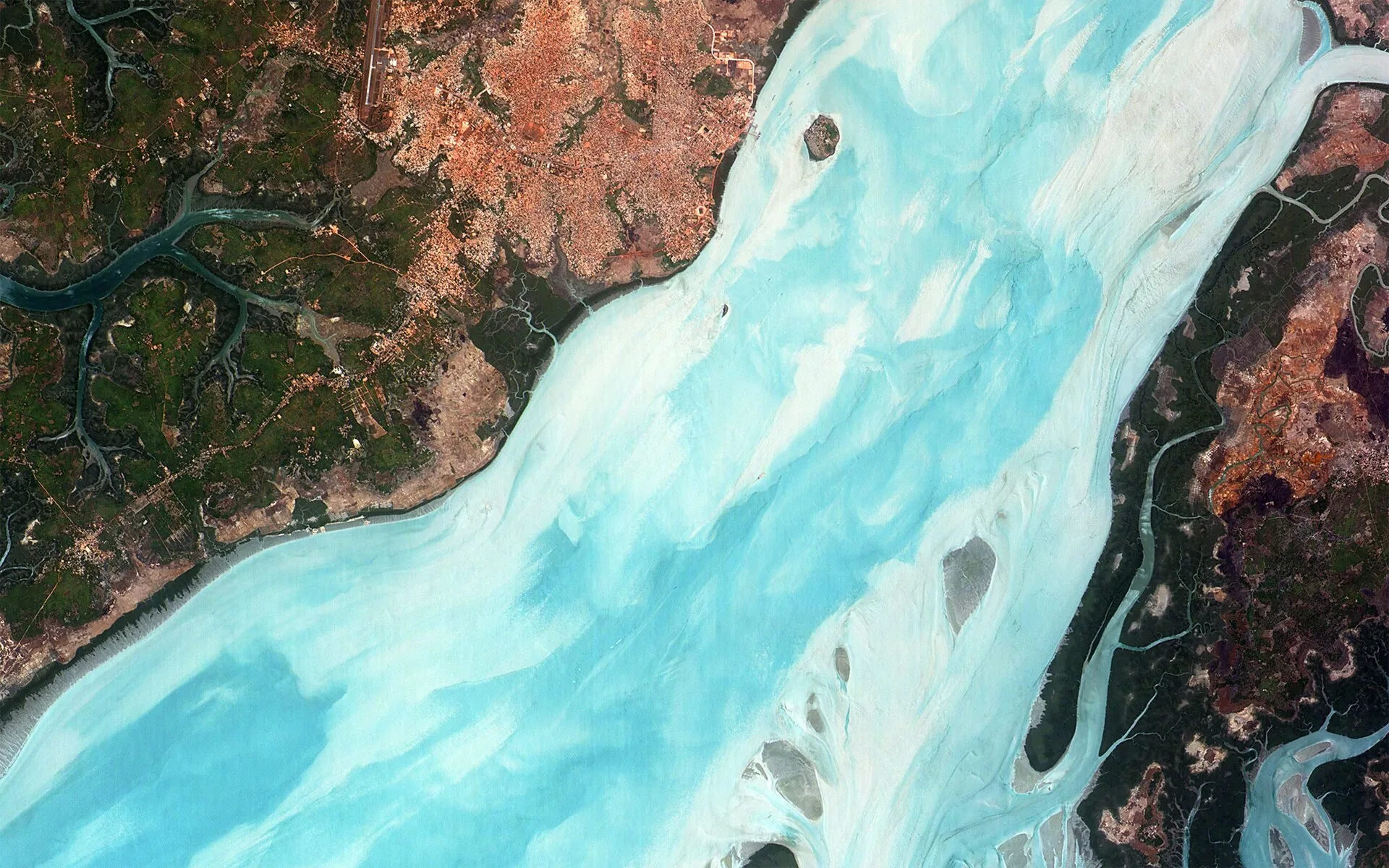 Satellite image of Bissau, the capital of Guinea-Bissau.
