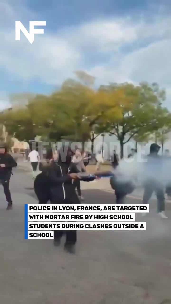 Police in Lyon were targeted with mortar fire by high school students during clashes outside a school