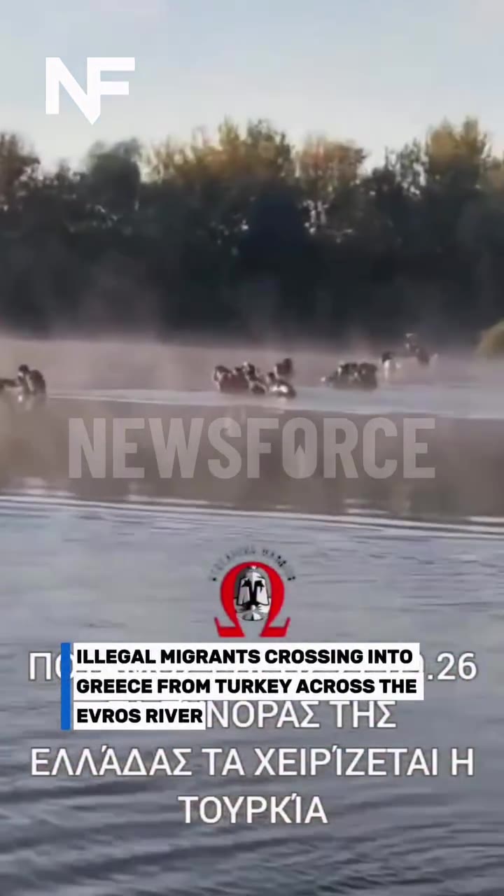 Illegal migrants were filmed crossing from Turkey into Greece through the Evros River
