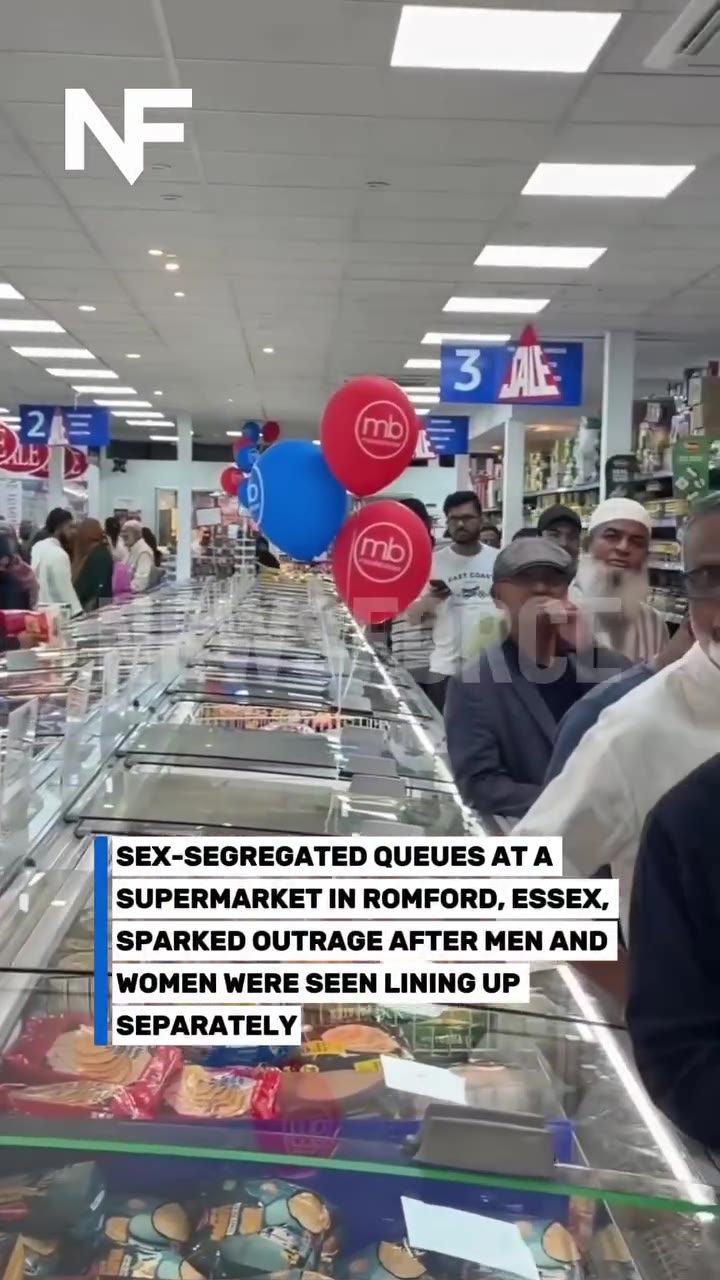 Sex-segregated queues at a supermarket in Romford, Essex, sparked outrage after men and women were seen lining up…